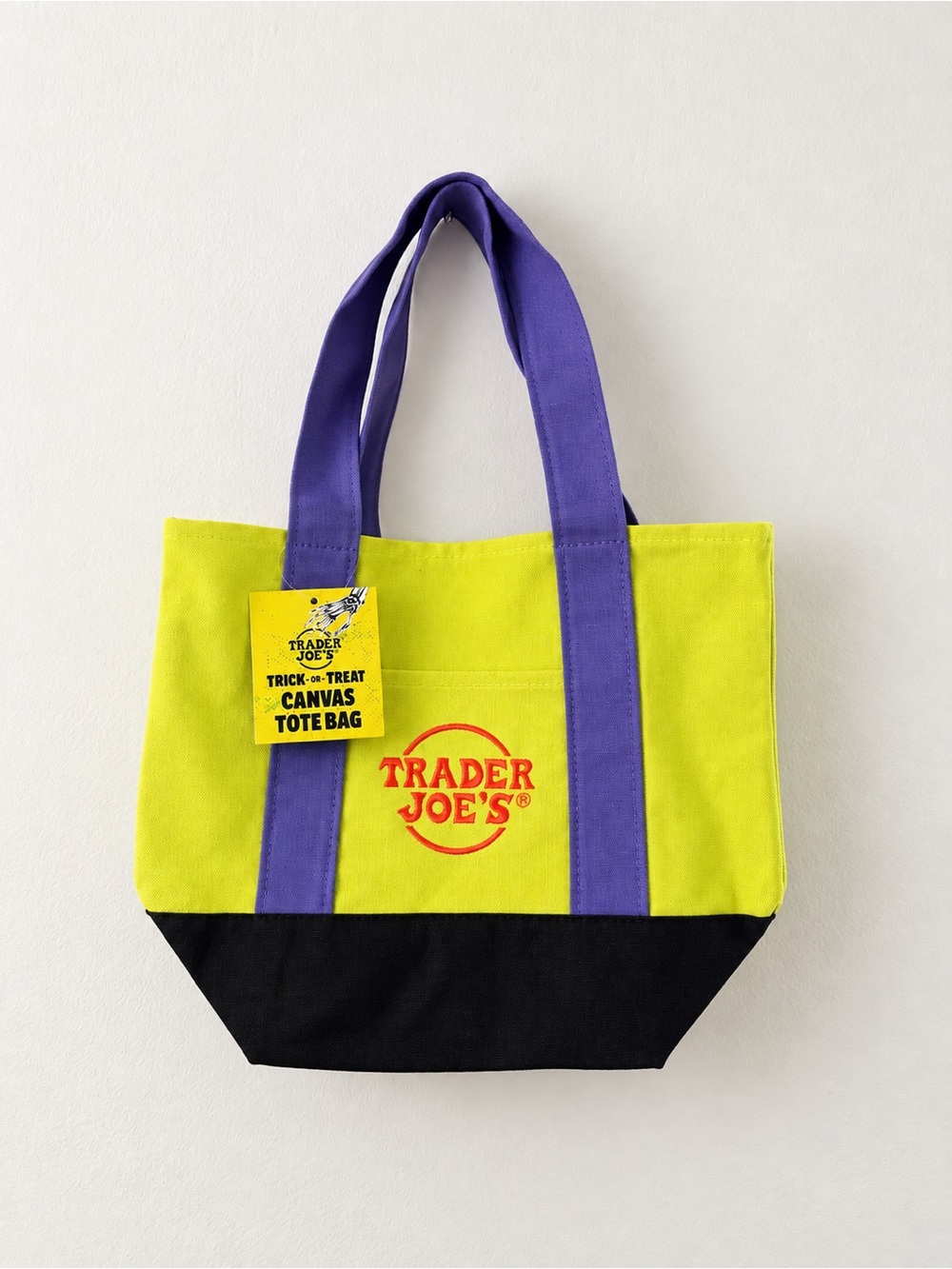 Trader Joe’s Halloween Green & Purple Canvas Tote NWT